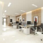 Desain interior ruang kantor open space PT Pertamina MOR 1 Medan