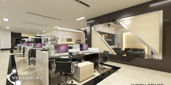 Desain interior ruang kerja PT Pertamina MOR 1 Medan