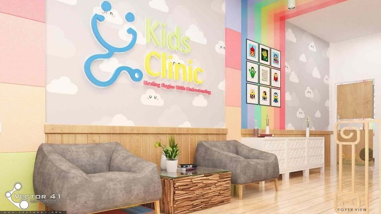 Desain interior lobi klinik anak medan