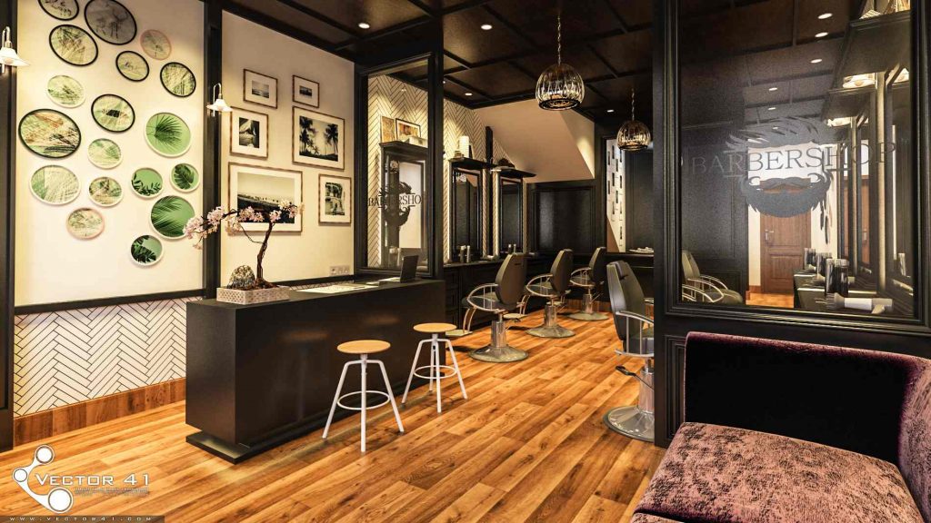 desain interior barbershop bapak hendy medan
