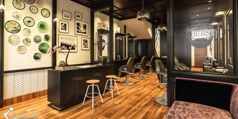 desain interior barbershop bapak hendy medan