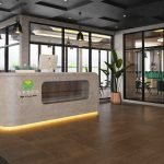 Desain meje reception cafe spyco medan