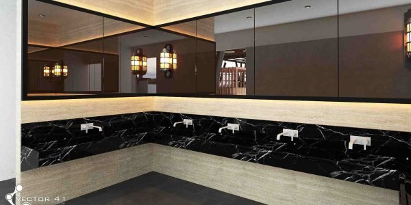 Desain wastafel dan toilet cafe spyco medan