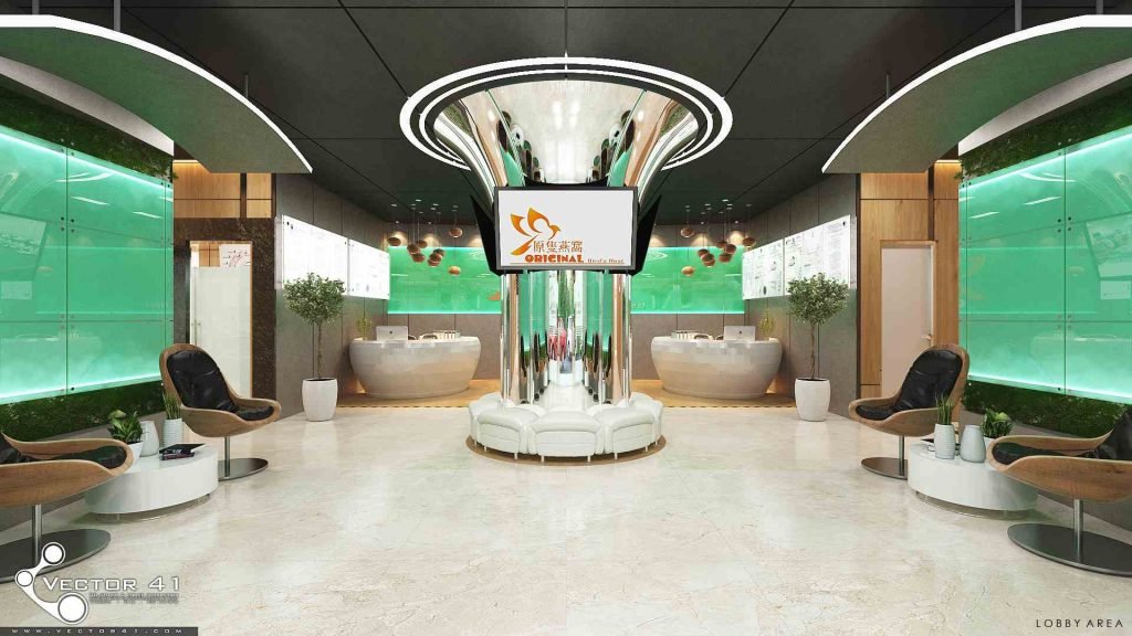 Desain interior loby kantor original nest medan tampak depan