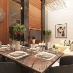 Desain interior ruang makan tropis minimalis bapak johan medan