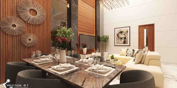 Desain interior ruang makan tropis minimalis bapak johan medan