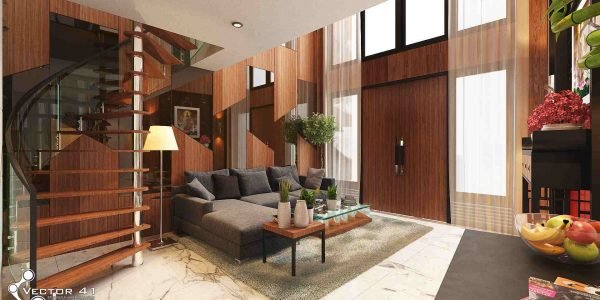 Desain ruang tamu rumah minimalis tropis bapak johan medan