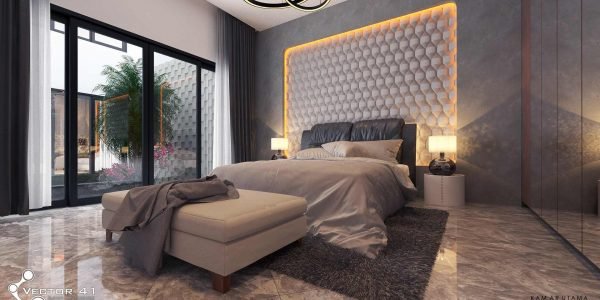 Desain interior kamar utama model minimalis bpk yuda medan
