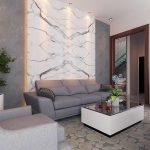 Desain ruang tamu minimalis kontemporer di medan