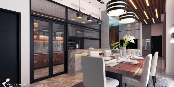 Desain ruang makan meja makan interior rumah minimalis bapak yuda medan