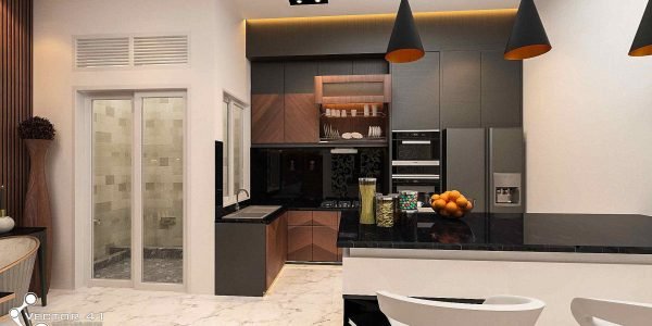 Desain dapur Kitchen set minibar minimalis di medan