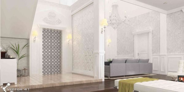 Desain sekat ruangan american classic ibu lila medan