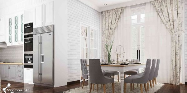 Desain meja makan rumah american classic ibu lila medan