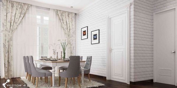 Desain ruang makan rumah american classic medan