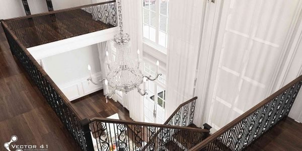 Desain tangga rumah american classic ibu lila medan