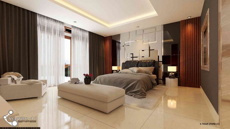 Desain interior kamar utama model tropis bpk sinaga pekan baru riau