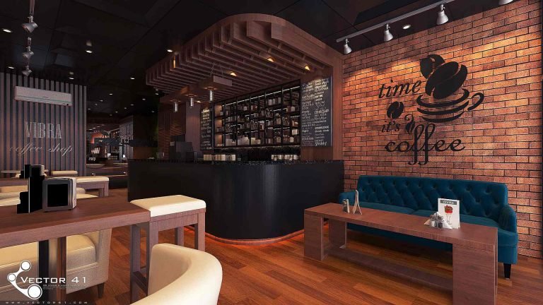 Desain cafe cofee shop vibra ringroad medan meja bar