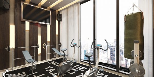 Desain ruang fitnes rumah ibu dewi medan