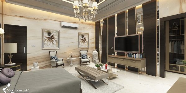 Desain interior mewah kamar utama ibu dewi medan