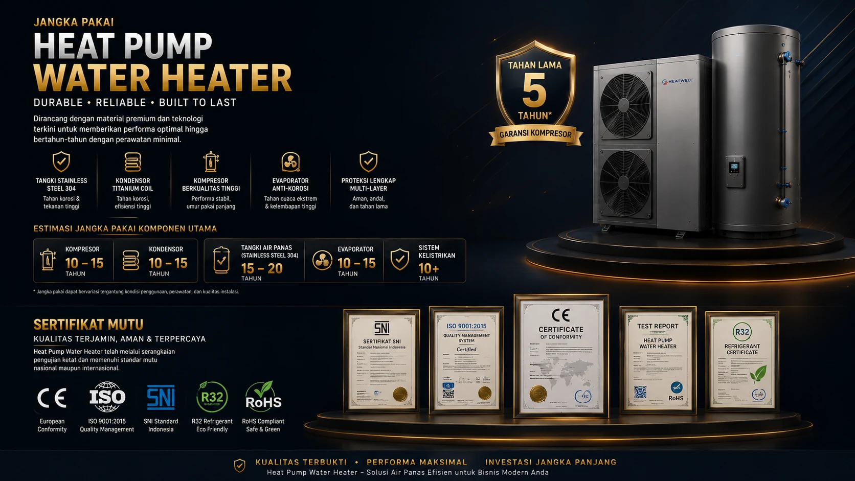 jangka pakai heat pump