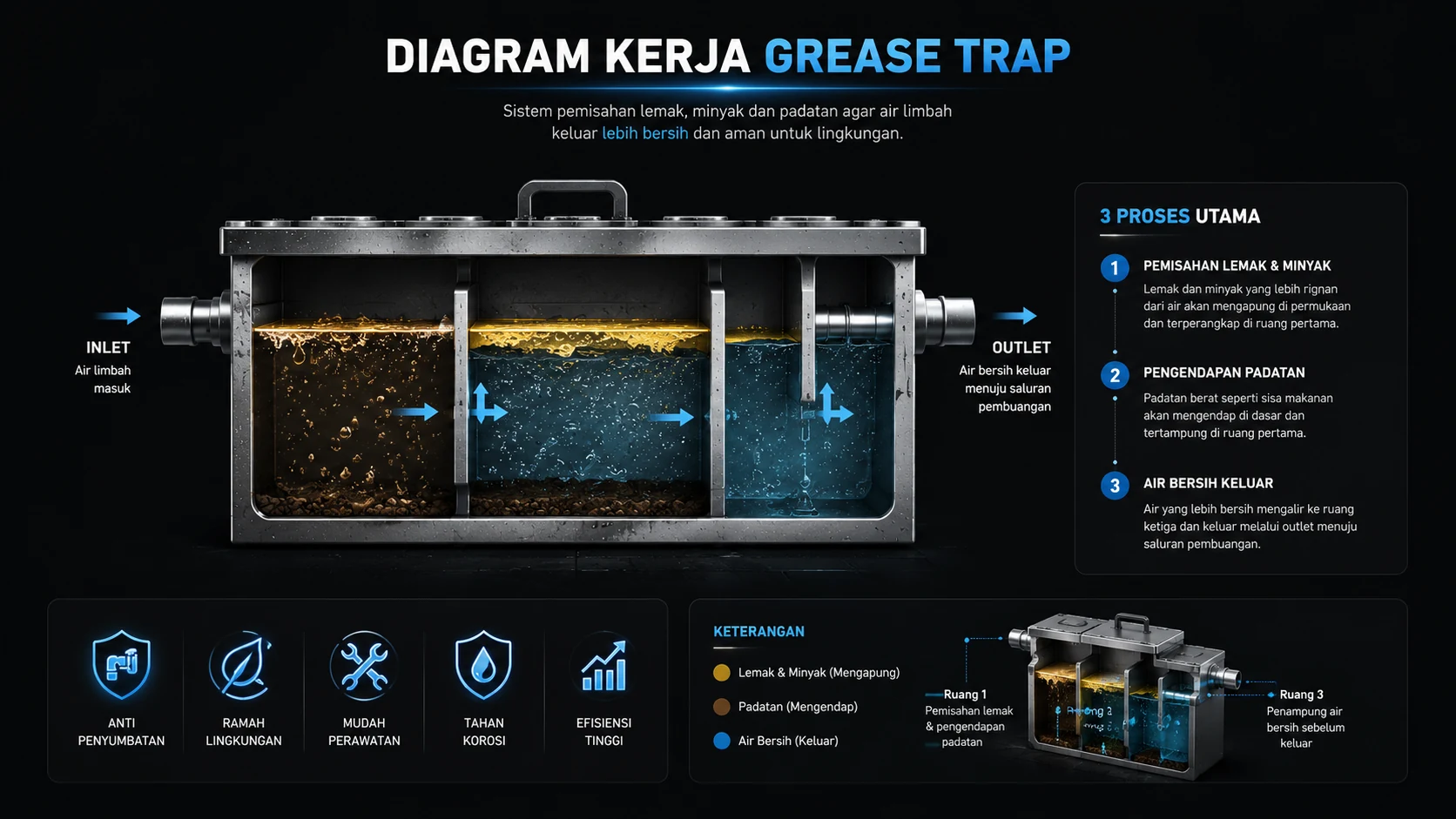 diagram kerja grease trap