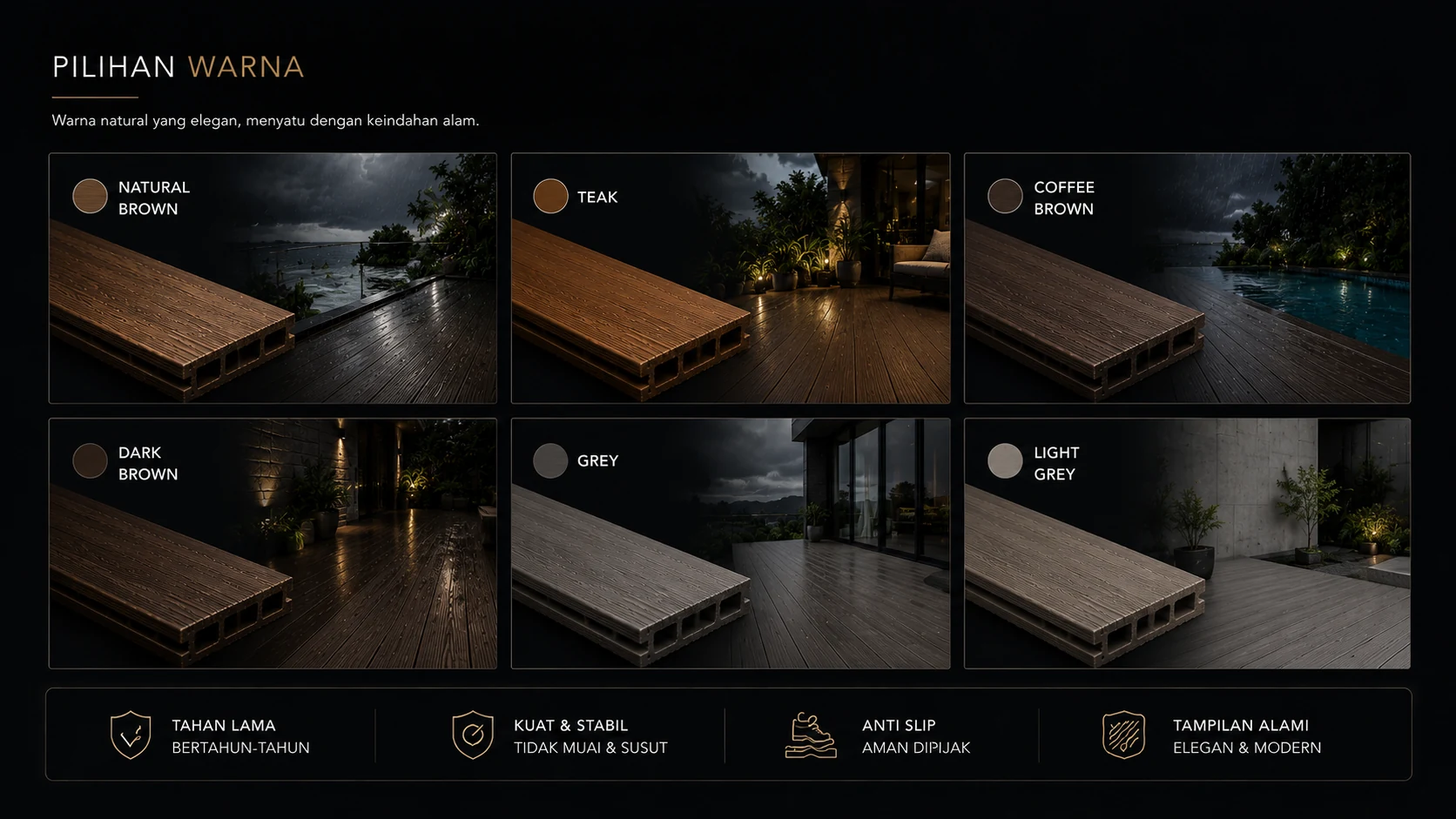 pilihan warna lantai deck kayu